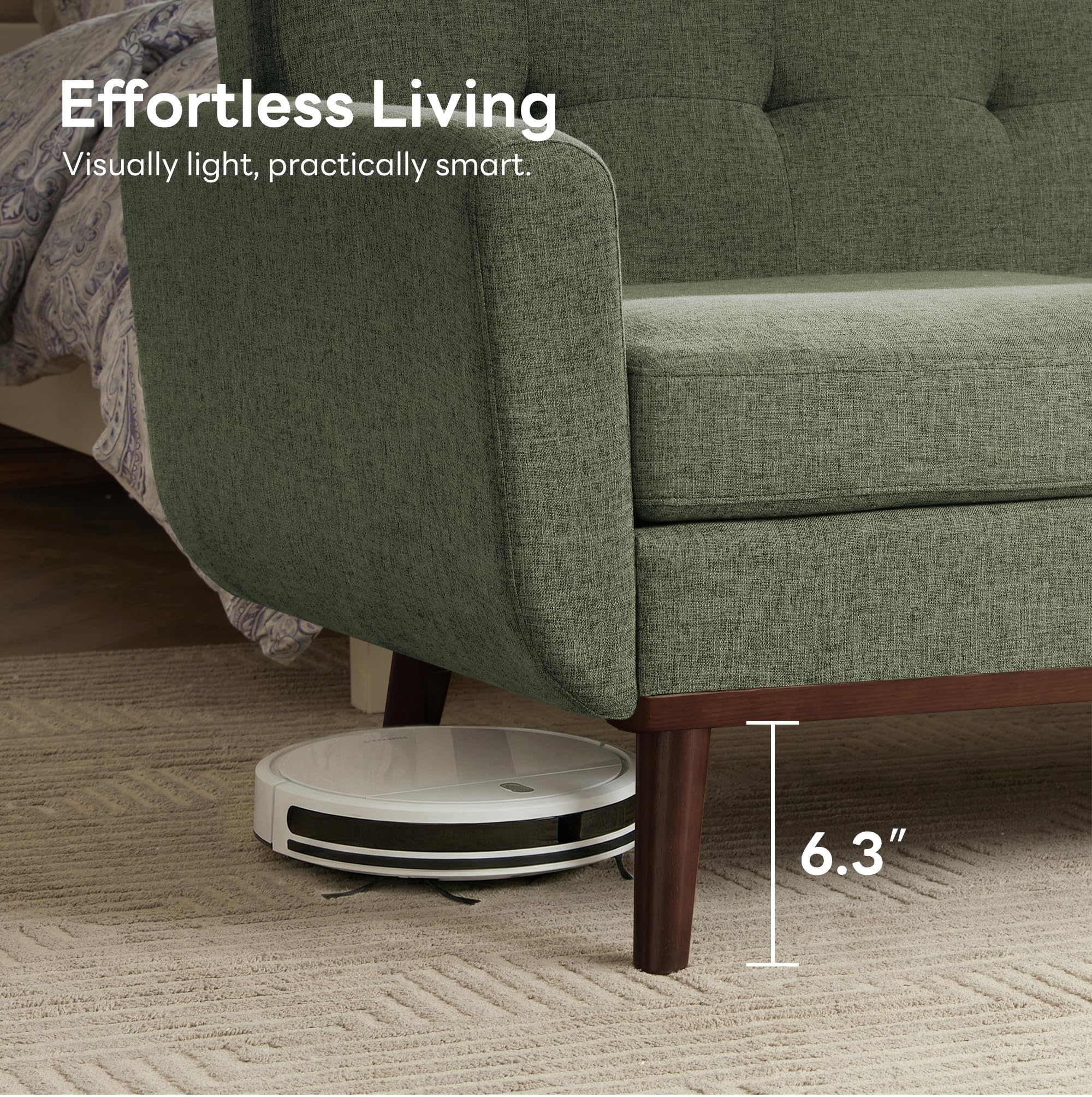 65.2" W Loveseat Sofa, Solid & Easy to Install Small Couch for Bedroom Office Apartment, Green