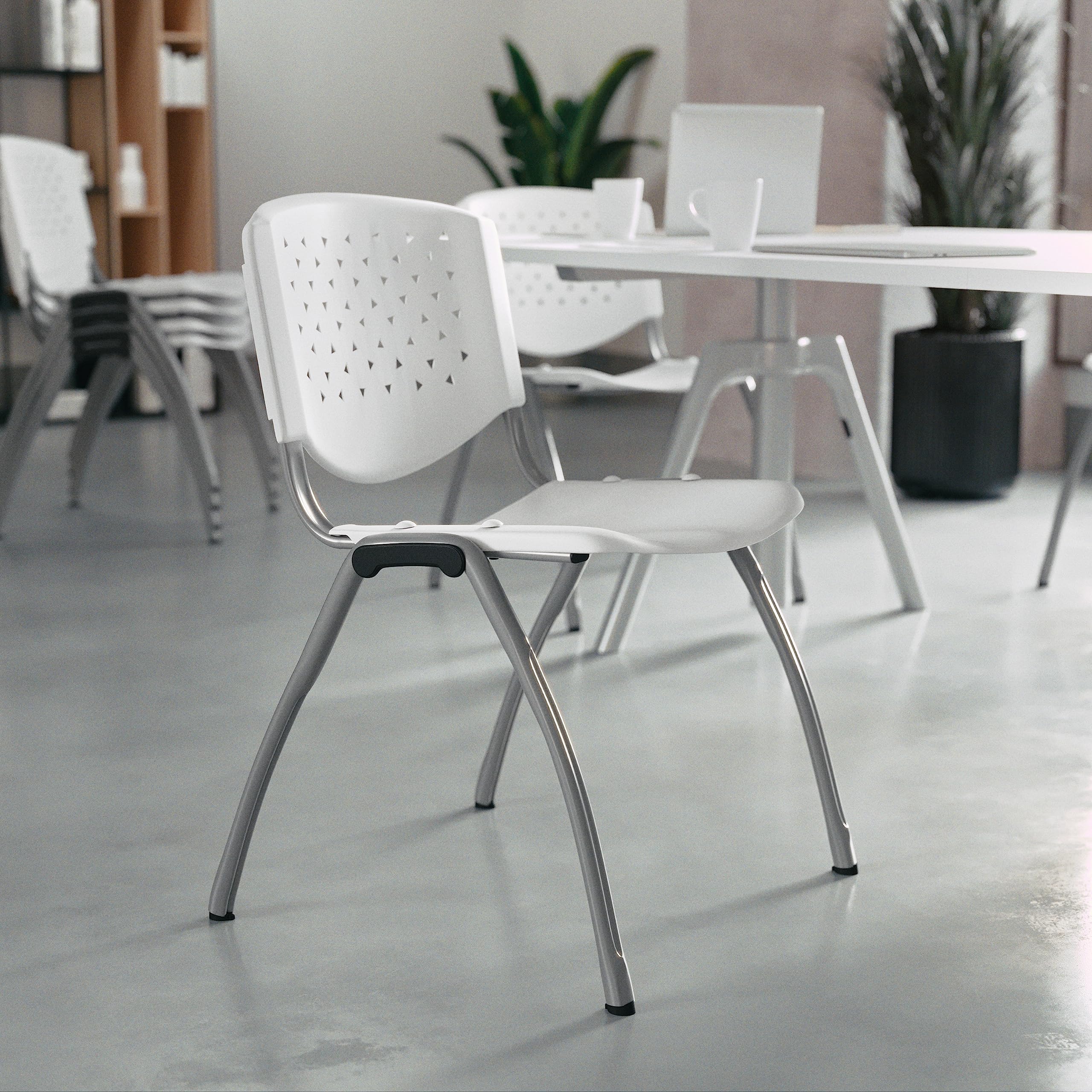 HERCULES -5 Pack 880 lb. Capacity White Plastic Stack Chair | Comfortable Seating with Durable Design