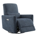 Power Recliner Chair Swivel Glider, FSC Certified Upholstered Fabric Living Room Nursery Reclining Sofa Chair with Lumbar Support, Ink Blue