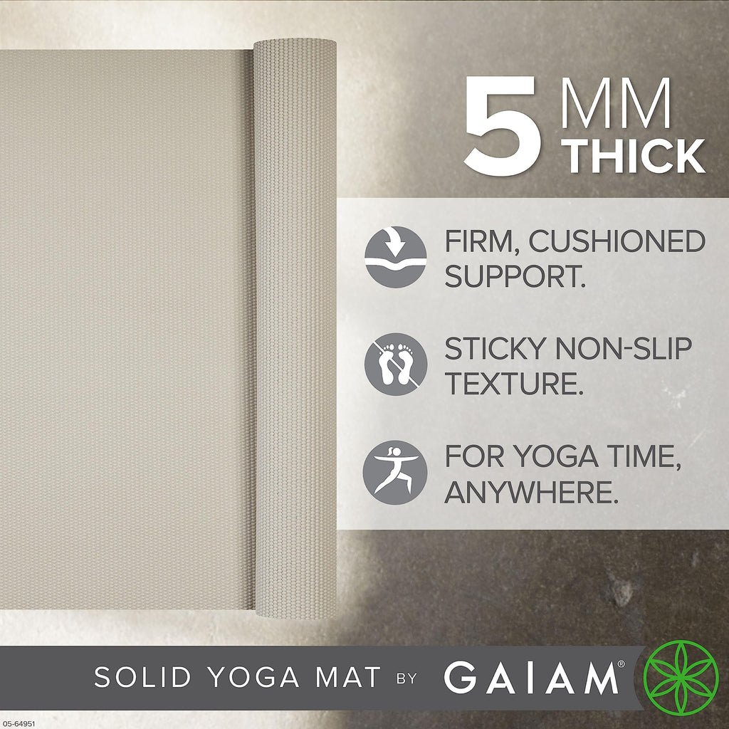 Premium Yoga Mat, 5mm Non-Slip Exercise Mat (Sandstone)