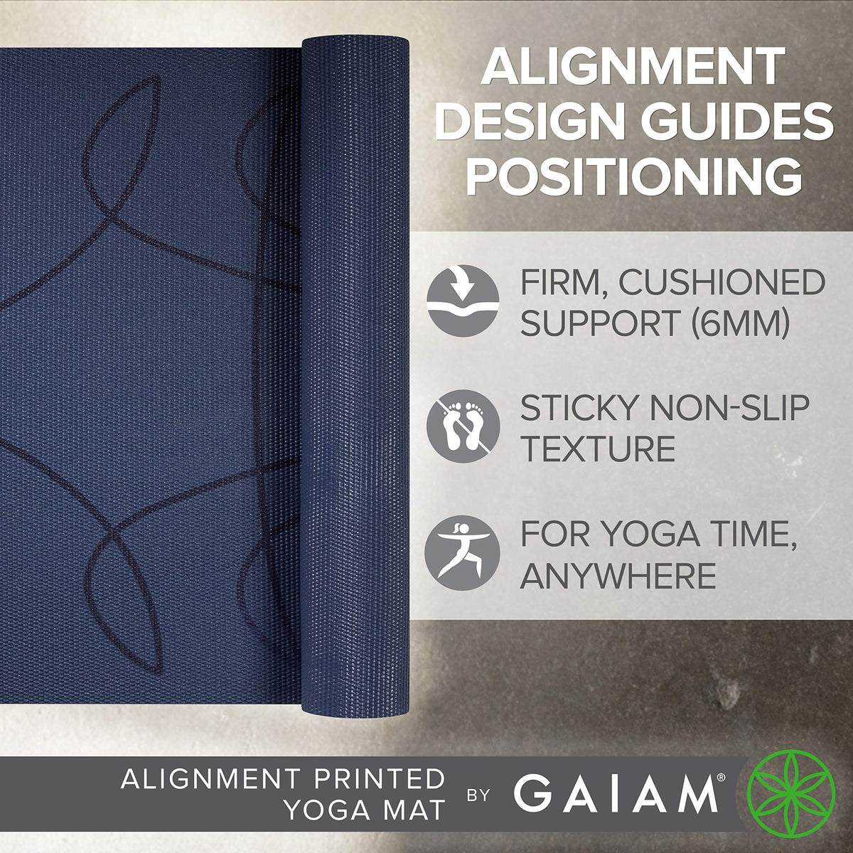 Premium Yoga Mat, 6mm Thick Print Mat (Ink)