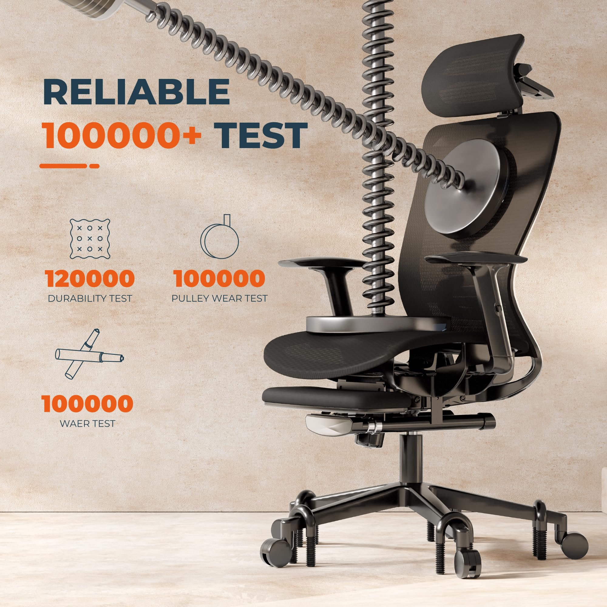 FitStand ErgoChair Pro Big and Tall Office Chair for Heavy People, Swivel Computer Chair Desk Chairs, with Lumbar Support/23in Retractable Footrest/4D Headrest/500lbs Heavy Duty, Mesh Seat, Black