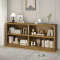 64" W Double Wide Open Shelf Bookcase, 2 Tiers 4 Storage Cube Book Case