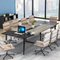 8FT Conference Table, 94.48L x 47.21W x 29.52H Inches Boat Shaped Meeting Table with Rectangle Grommet, Modern Seminar Boardroom Table for Office Conference Room (Grey & Black, 8ft)