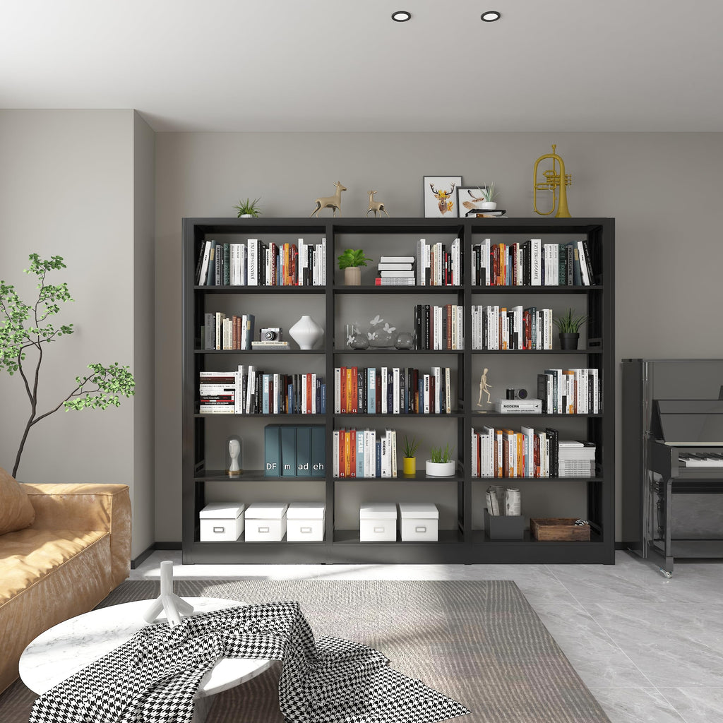 69" Tall Bookshelf, 5 Tier Black Bookcase with Adjustable Shelves, Freestanding Large Open Book Shelf Etagere Bookcase for Bedroom, Library, Living Room, Office