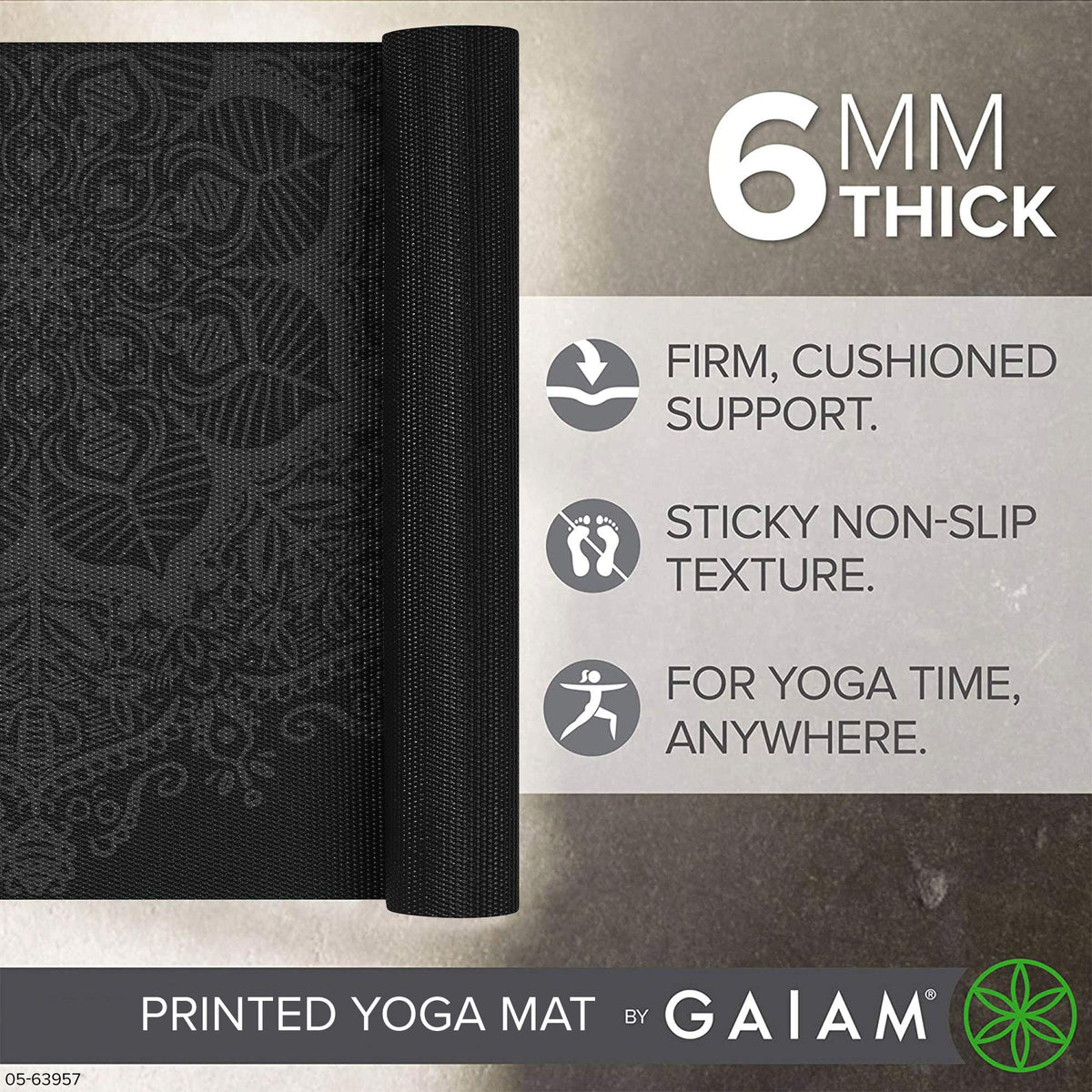 Premium Yoga Mat, 6mm Thick Print Mat (Midnight Mandala)
