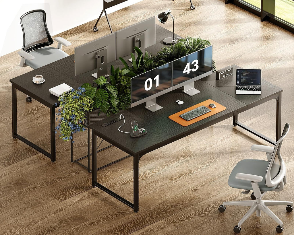 71 Inch Computer Desk with USB Ports, Large Office Desk, Long Study Student Writing Desk, Black