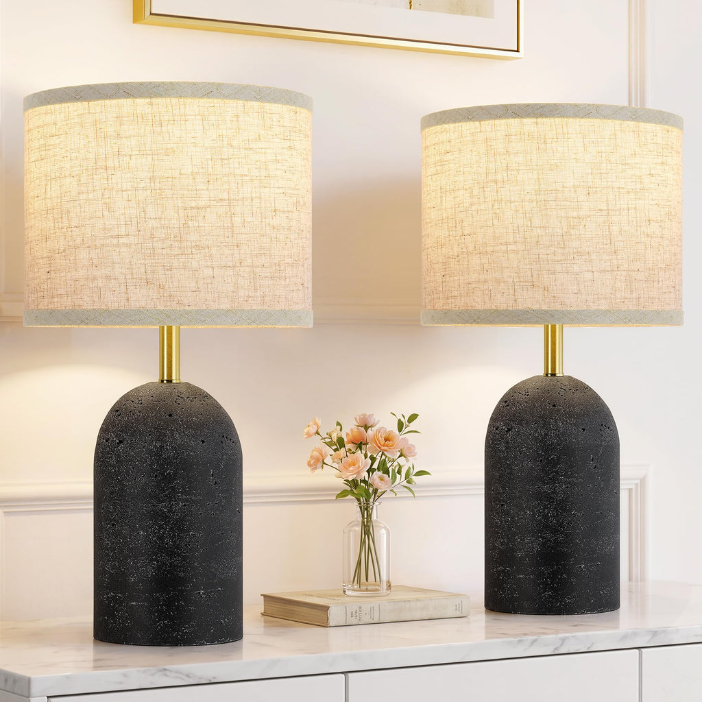 Table Lamps Set of 2, Resin Bedside Lamps for Living Room Bedroom