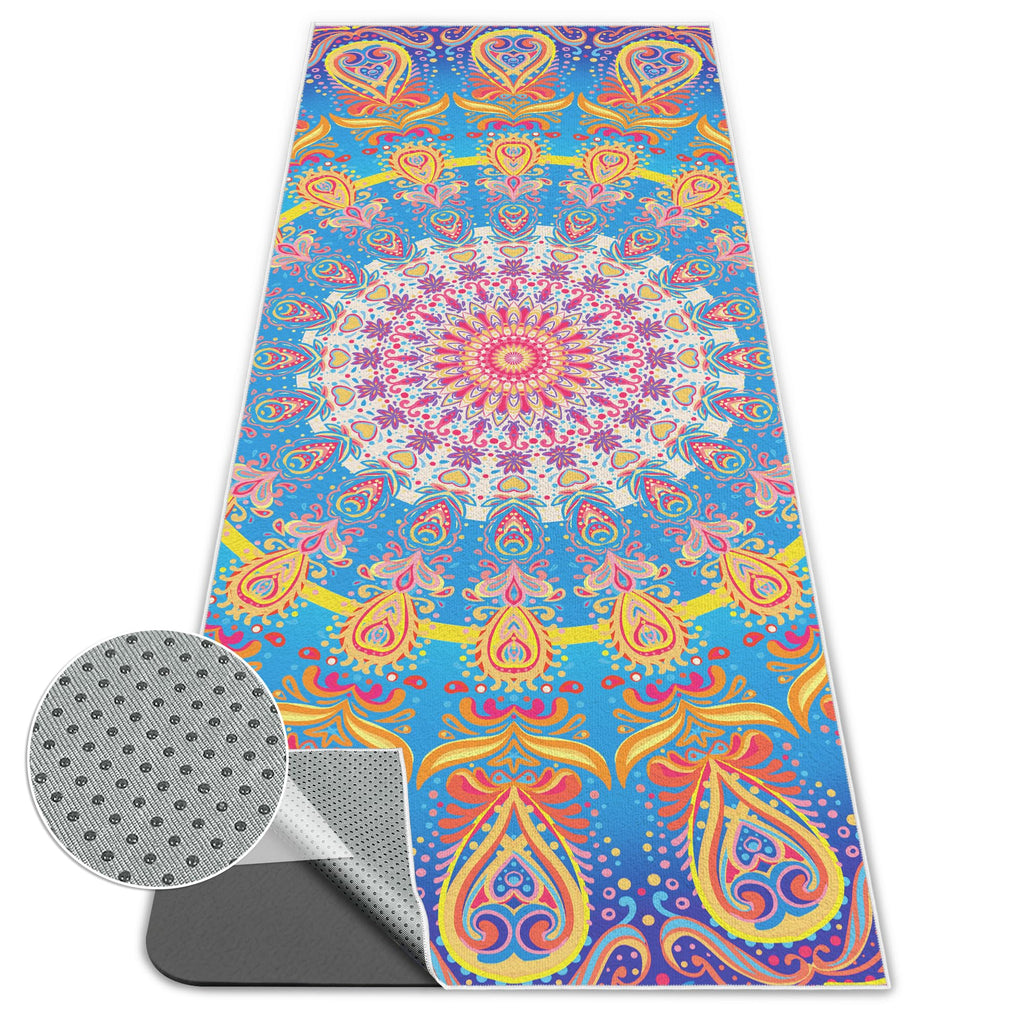 Yoga Towel,Absorbent Yoga Mat Towel for Hot Yoga Non Slip,Stylish Prints,Ideal for Workouts,Hot Yoga,Bikram,Pilates Equipment,72 x 27 in,Rainbow
