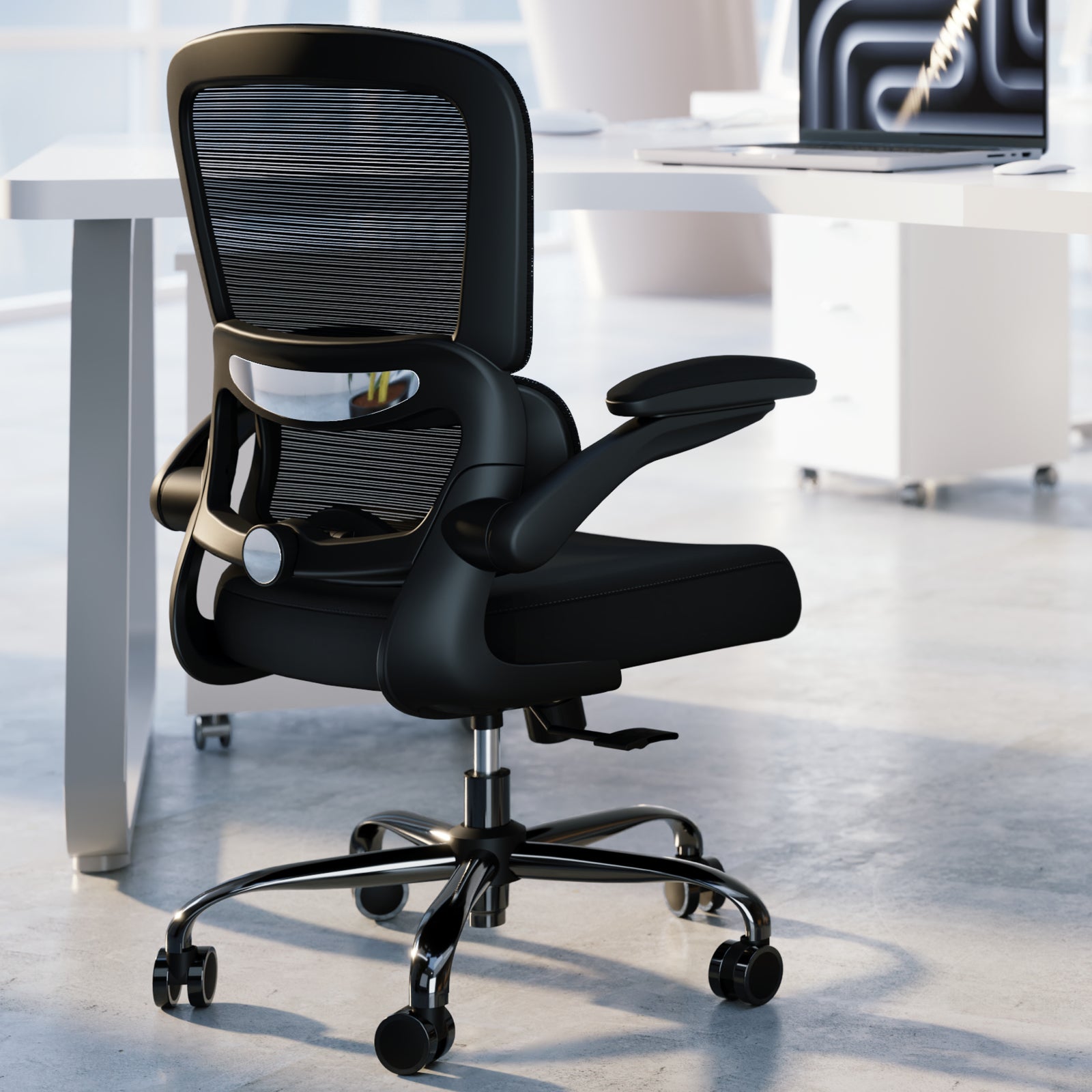 Pack of 2, Office Chair - Ergonomic Desk Chair with Adjustable Lumbar Support, Mesh Computer Chair, Executive Chairs for Home Office Comfortable Lumbar Support Black
