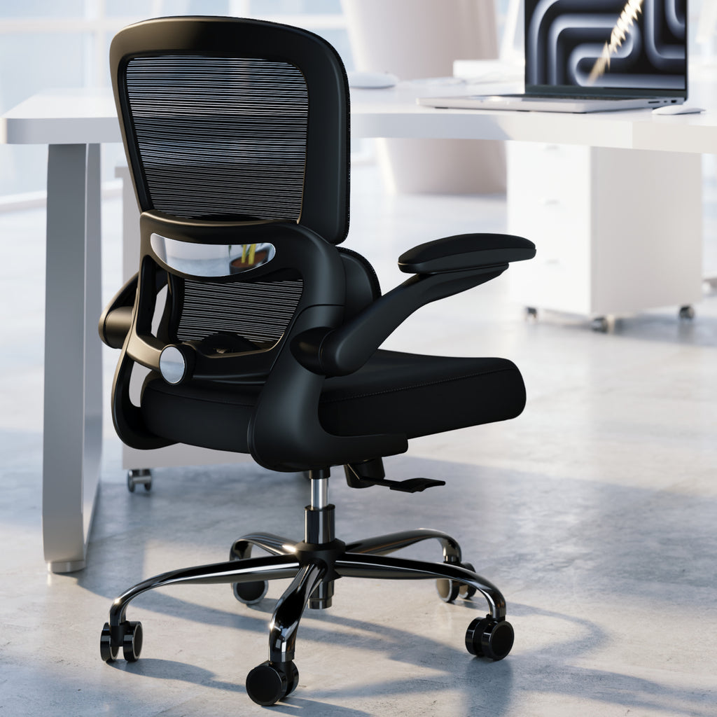 Pack of 4, Office Chair - Ergonomic Desk Chair with Adjustable Lumbar Support, Mesh Computer Chair, Executive Chairs for Home Office Comfortable Lumbar Support Black