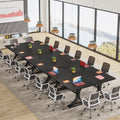 10.5FT Conference Table, Modern Meeting Table for 8-10 People, Rectangle Seminar Boardroom Table for Office Conference Room with Stylish Legs (6, Black)