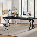 78.7-Inch Executive Desk, Large Computer Office Desk Workstation, Modern Simple Style Laptop Desk Study Writing Table Business Furniture for Home Office (Black, 78.7 Inch)