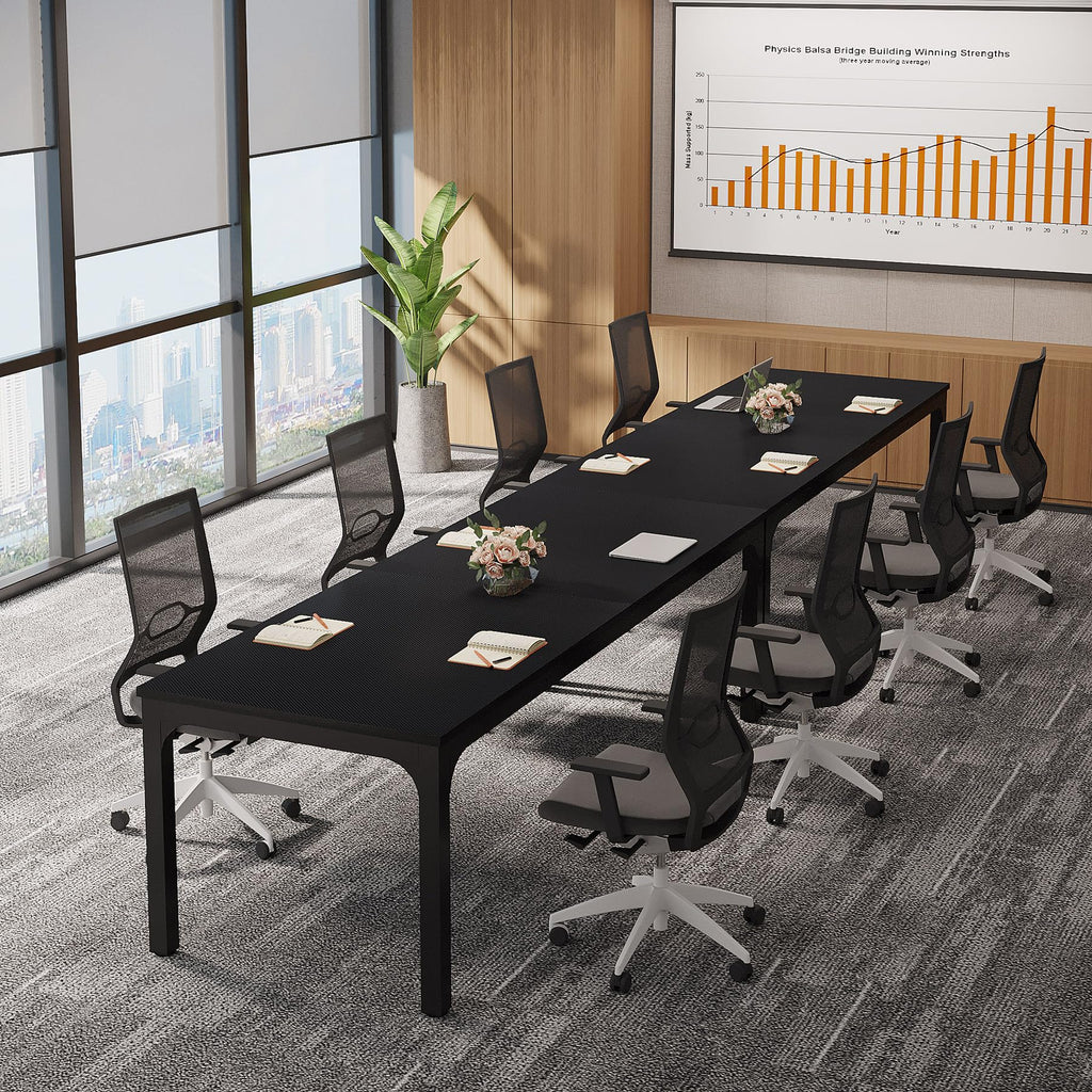 6.5 FT Conference Room Table, 78.74" W x 27.56" D Large Office Conference Table, Modern Seminar Meeting Table Desk for Boardroom, Meeting Room (1, Black)