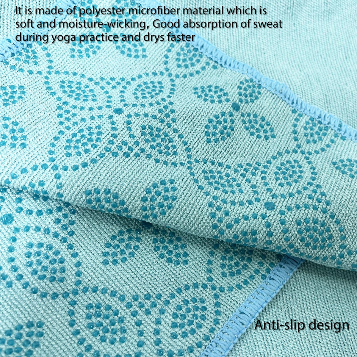 Yoga Towels, Non Slip Hot Yoga Mat Towel with Grip Dots,Super-Absorbent Soft Microfiber Yoga Blanket for Pilates, Fitness and Workout 72inch x 24inch (Light Blue)