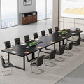 8FT Conference Table Set of 2, Large Meeting Podcast Table for 10 People, Business Style Wooden Training Table with Strong Metal Frame for Office Conference
