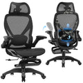 X100 Ergonomic Mesh Office Chair with Footrest, Big and Tall Home Desk Chair with 5D Flip-Up Arms, Adjustable 3D Lumbar Support, Gaming & Executive Computer Chair, Night Reaper