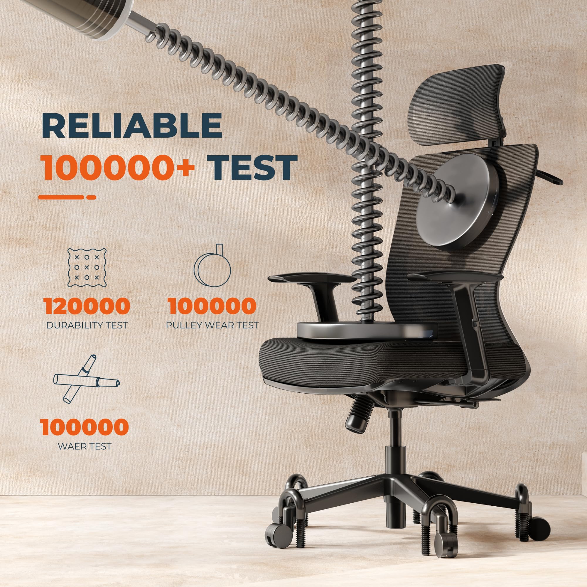 FitStand Ergonomic Office Chair High Back Computer Chair Home Office Desk Chairs with Lumbar Support/Heavy Duty Base/Headrest/Lockable Back, Comfortable Foam Seat Cushion, ErgoChair Pro, Black
