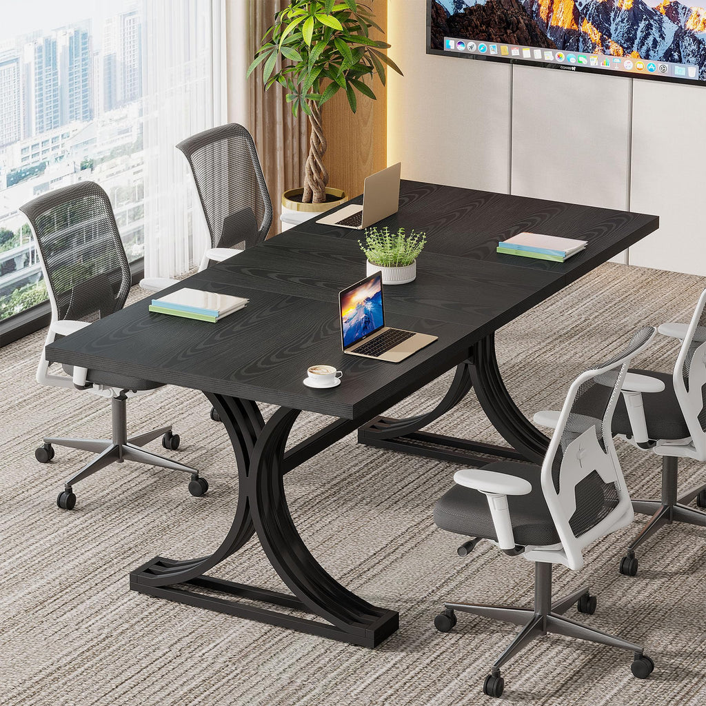 5FT Small Conference Table for 4 to 6, Modern Meeting Table with Strong Metal Frame for Office Meeting Conference Room