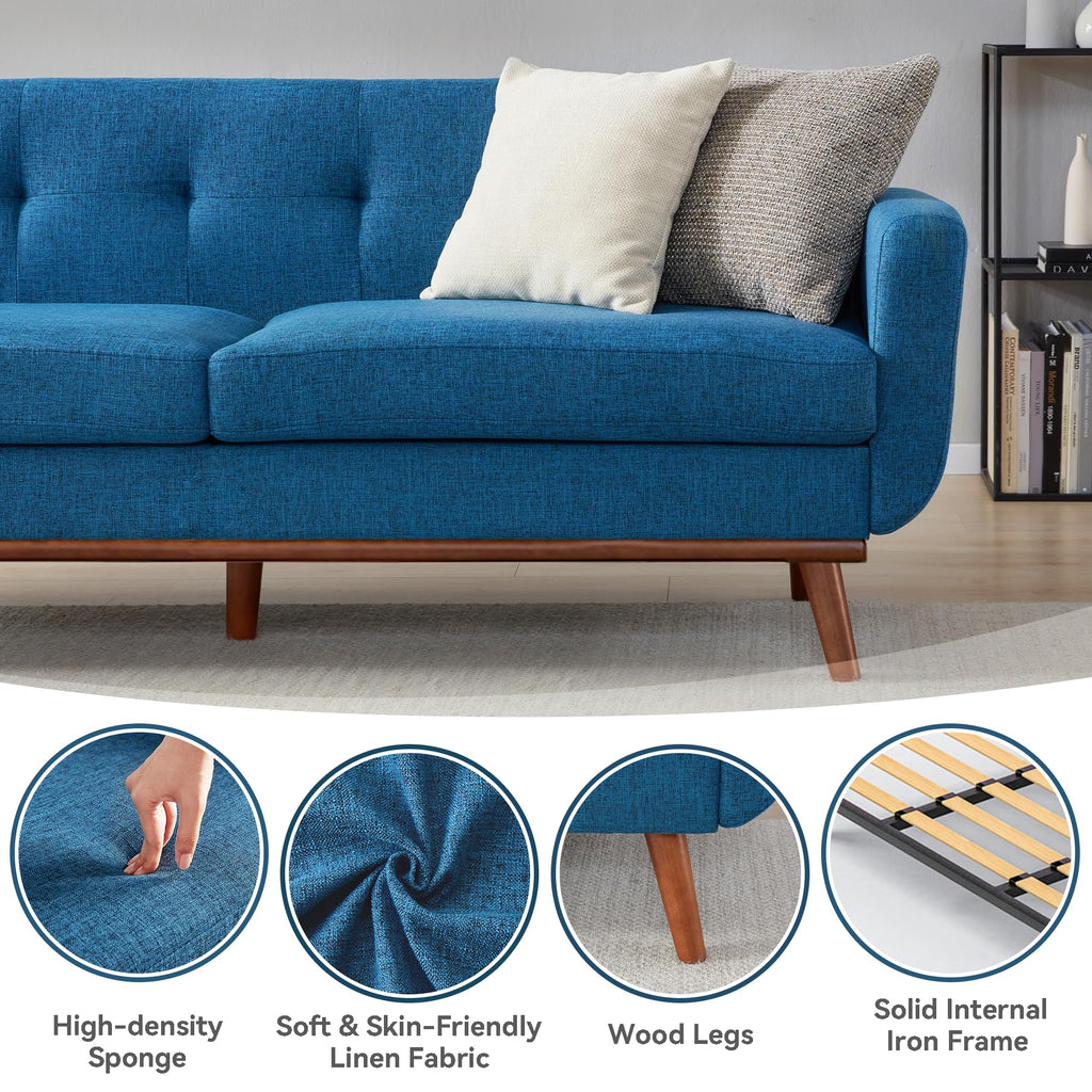 77.2" W Loveseat Sofa, Solid & Easy to Install Small Couch for Bedroom Office Apartment, Blue