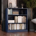 Solid Wood Bookcase - 3-Tier Floor Standing Bookshelf - 36" Short Storage Shelf, 32” W - Navy Blue, Display Furniture for Room, Renewable 100% Eco-Friendly Wood, Made in Brazil