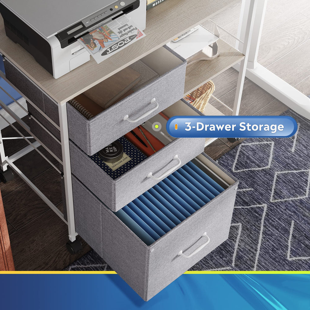 3 Drawer Mobile File Cabinet with Open Storage Shelf