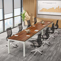 6.5 FT Conference Room Table, 78.74" W x 27.56" D Large Office Conference Table, Modern Seminar Meeting Table Desk for Boardroom, Meeting Room (2, Brown and White)