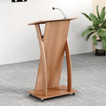 Mobile Wooden Podium Stand with Wheels Lectern Black Walnut 16MM Wood Board Elegant Design Wooden Churche Pulpit