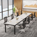 6.5 FT Conference Room Table, 78.74" W x 27.56" D Large Office Conference Table, Modern Seminar Meeting Table Desk for Boardroom, Meeting Room (2, White and Black)