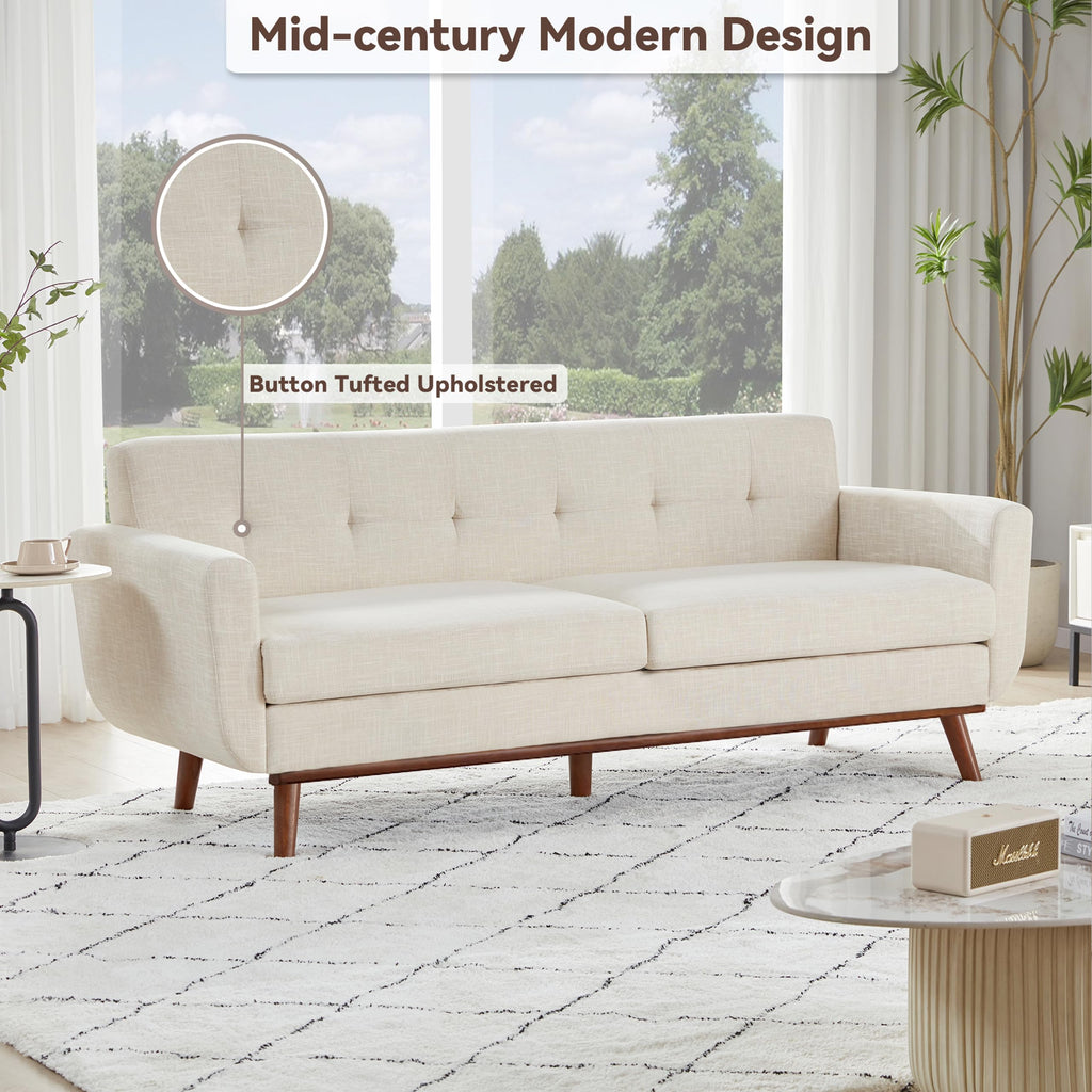 77.2" W Loveseat Sofa, Solid & Easy to Install Small Couch for Bedroom Office Apartment, Beige