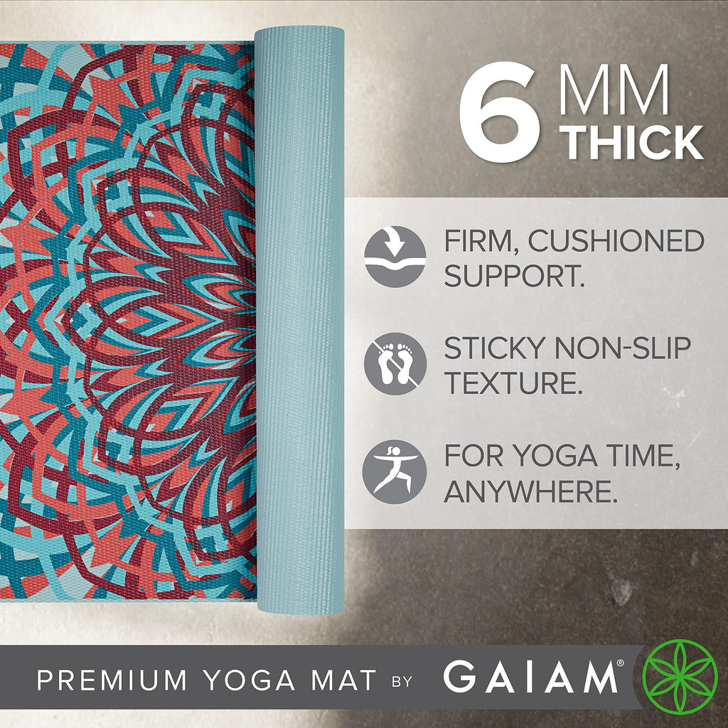 Premium Yoga Mat, 6mm Thick Print Mat (Santorini)