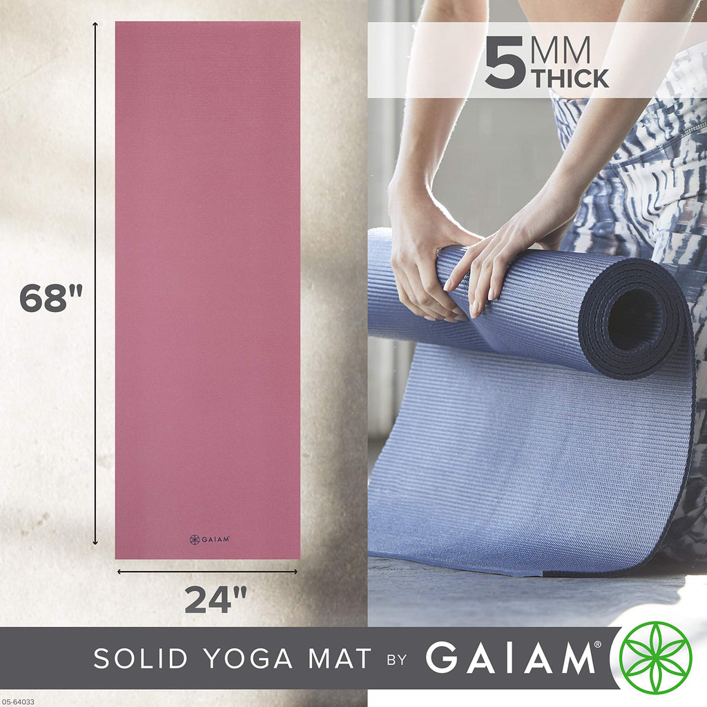 Premium Yoga Mat, 5mm Non-Slip Exercise Mat (Rosy Pink)