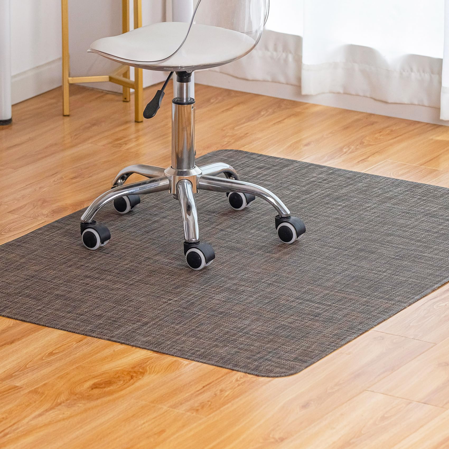 Office Chair Mat for Hardwood Floor Under Desk Computer Rolling Chair Mat for Wood/Tile Floor Non-Slip Heavy Duty Desk Rug PVC Plastic Hard Floor Protector 36" x 48" (Dark Walnut)