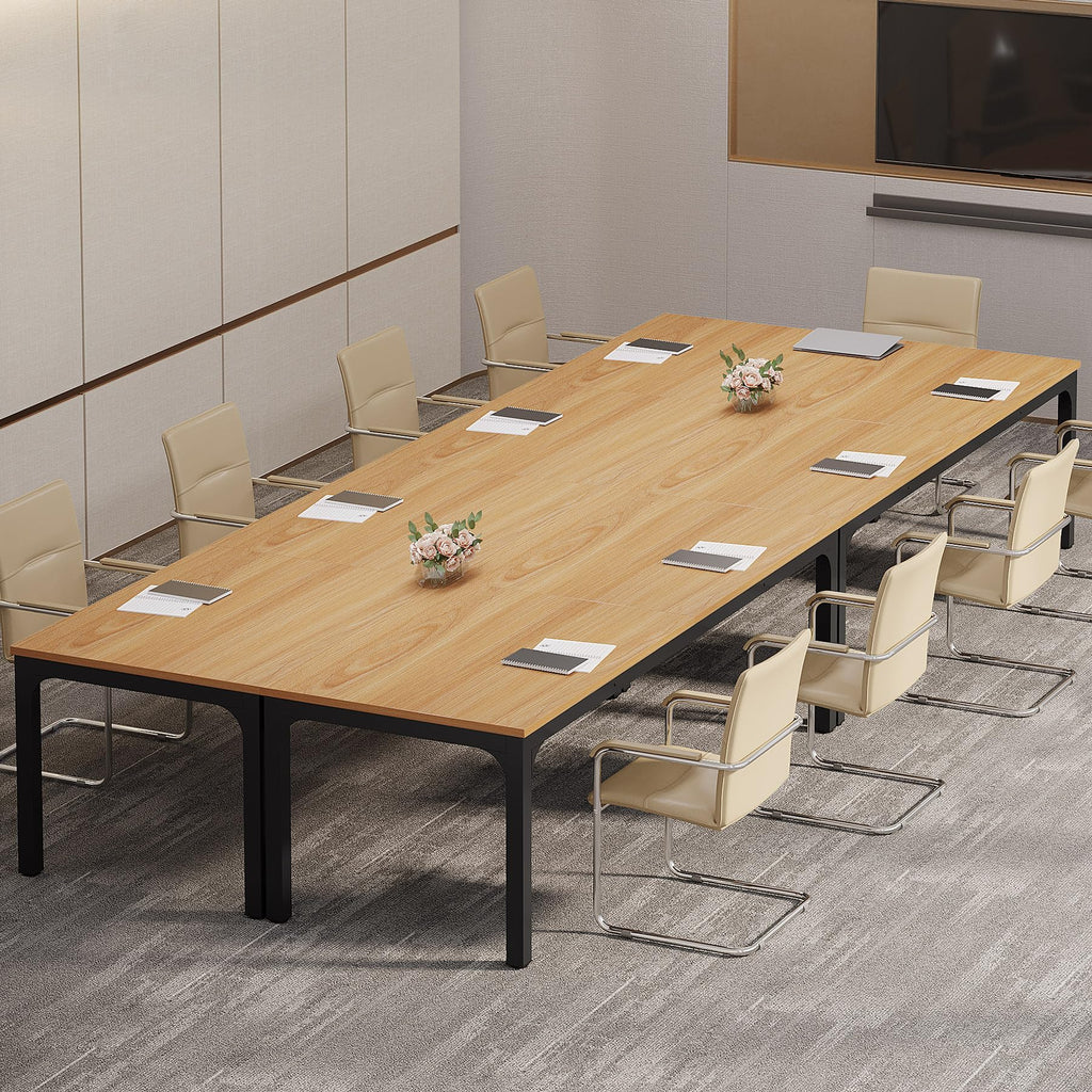6.5 FT Conference Room Table, 78.74" W x 27.56" D Large Office Conference Table, Modern Seminar Meeting Table Desk for Boardroom, Meeting Room (2, Natural)
