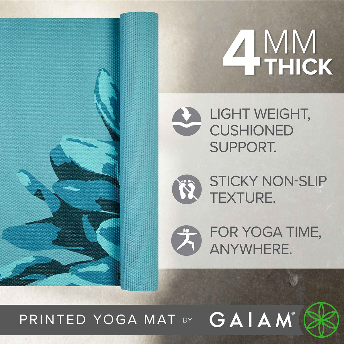 Yoga Mat Classic Print, 4mm Non-Slip Mat (Vibrant Flourish)