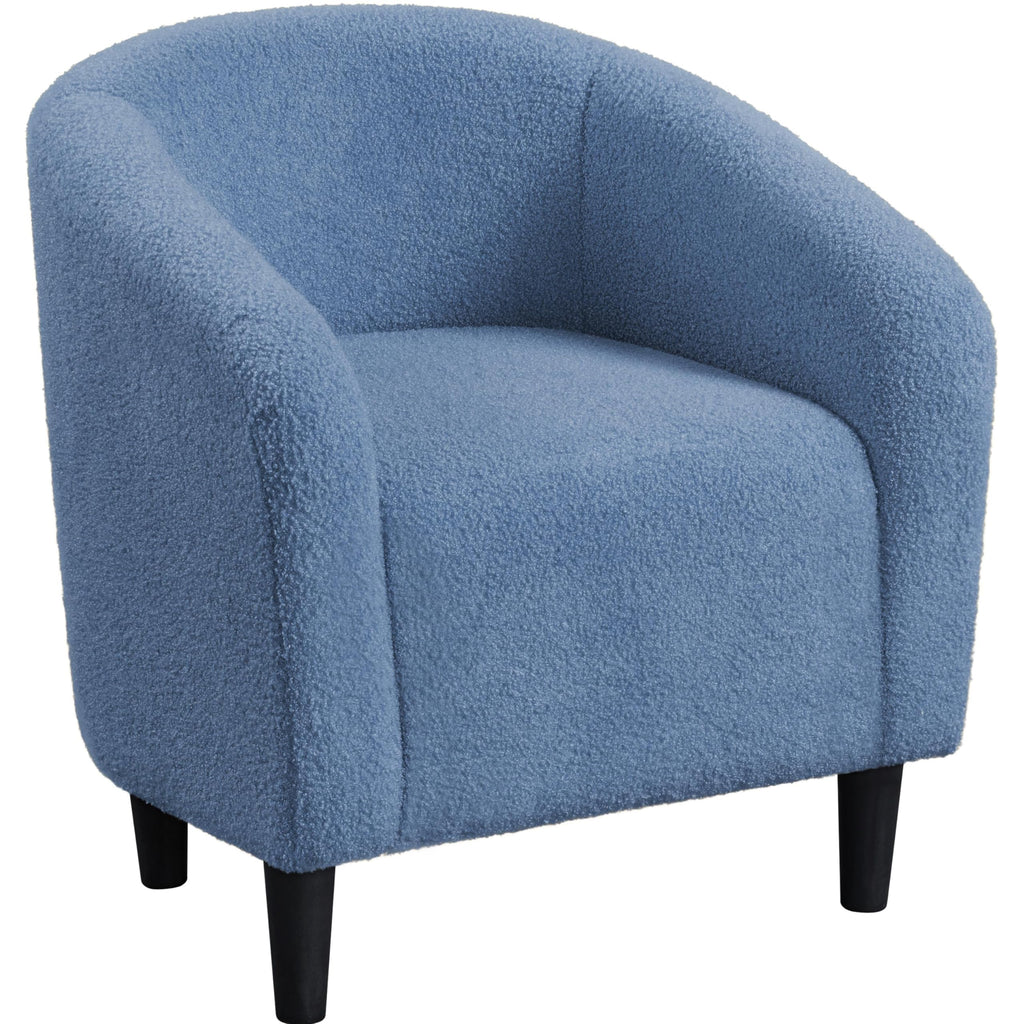 Accent Barrel Chair, Boucle Fabric Club Chair, Furry Sherpa Elegant Armchair with Cozy Soft Padded, Suitable for Living Room Bedroom Reception Room Office, Blue