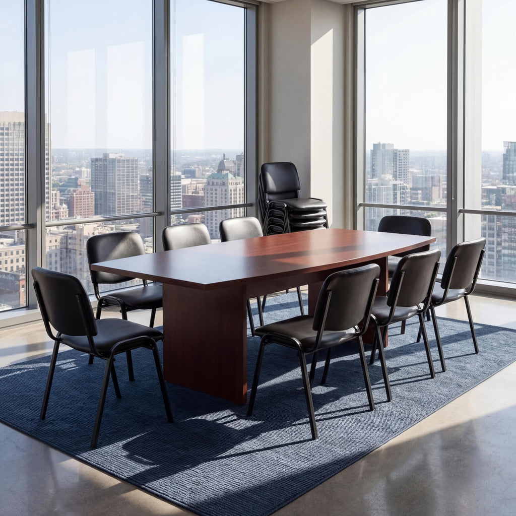 Set of 15, Black PU Leather, Stackable Office Guest Chairs, Reception Waiting Room Chairs with Padded Seat & Back, Armless No Wheels Conference Chairs for Office Meeting Lobby
