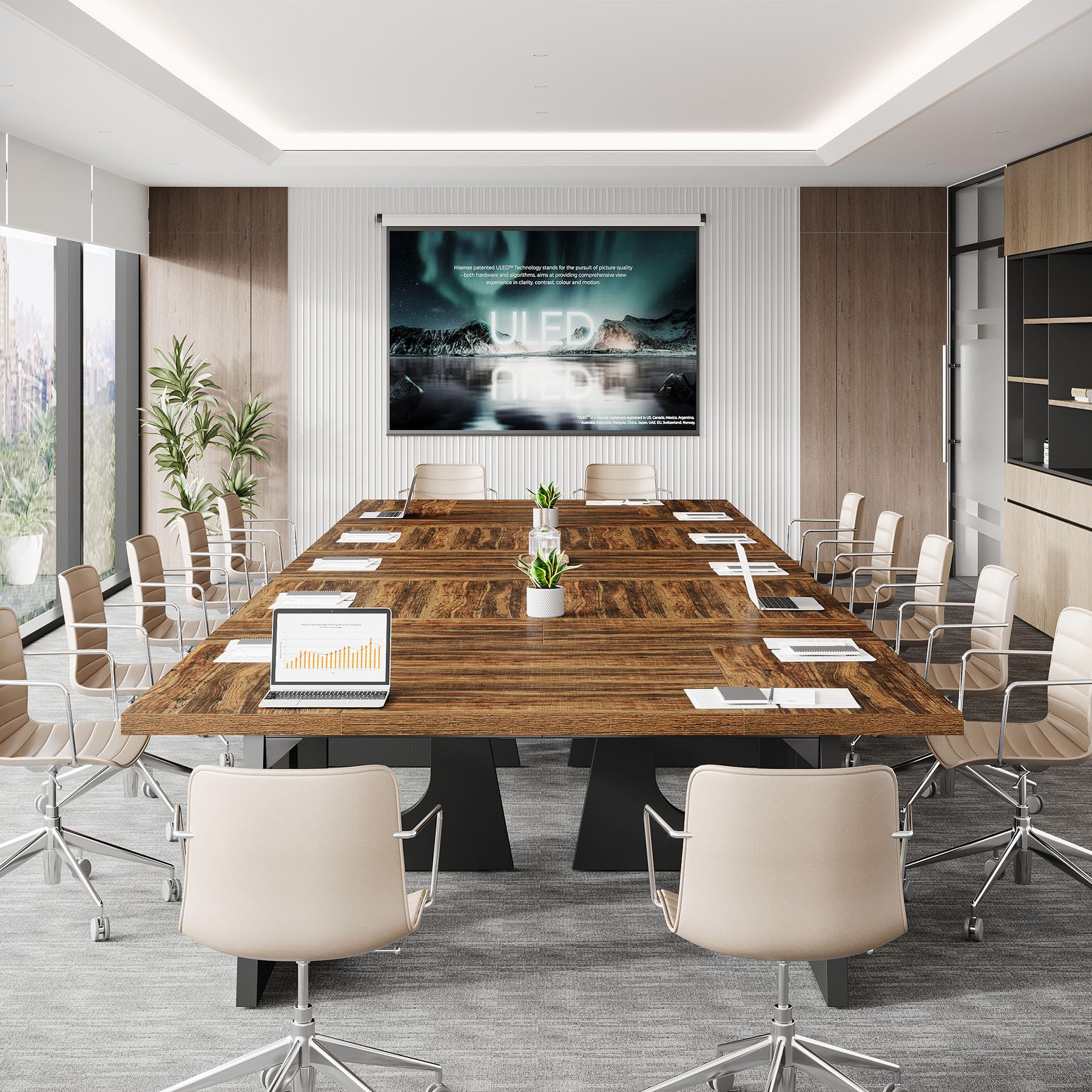 70.86" Rectangular Conference Table for 6-8 (Dark Brown)