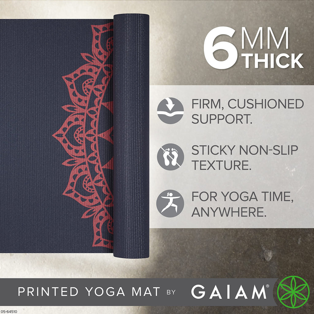 Premium Yoga Mat, 6mm Thick Print Mat (Pink Marrakesh)