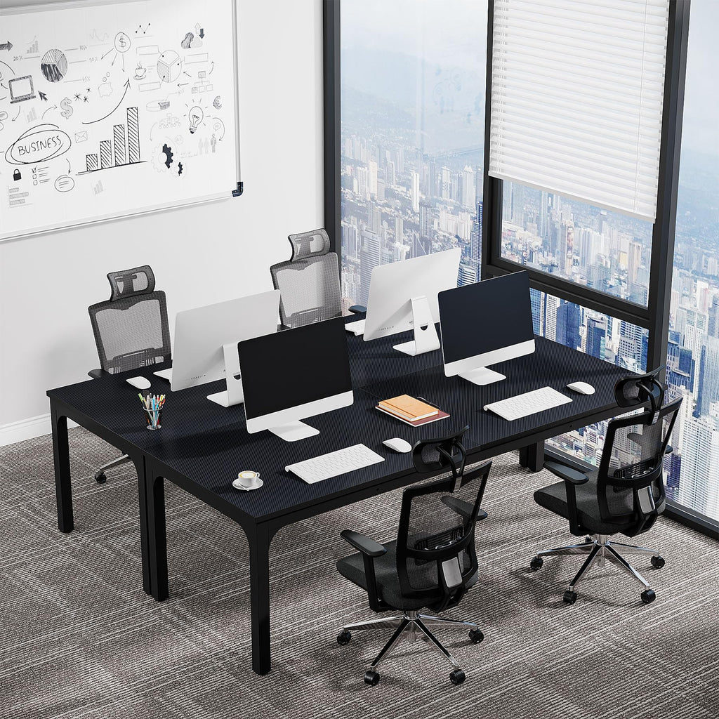 6.5 FT Conference Room Table, 78.74" W x 27.56" D Large Office Conference Table, Modern Seminar Meeting Table Desk for Boardroom, Meeting Room (2, Black)