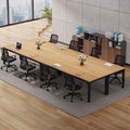 6.5 FT Conference Room Table, 78.74" W x 27.56" D Large Office Conference Table, Modern Seminar Meeting Table Desk for Boardroom, Meeting Room (4, Natural)
