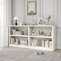 64" W Double Wide Horizontal Bookshelf, 2 Tiers 4 Storage Cube Book Case