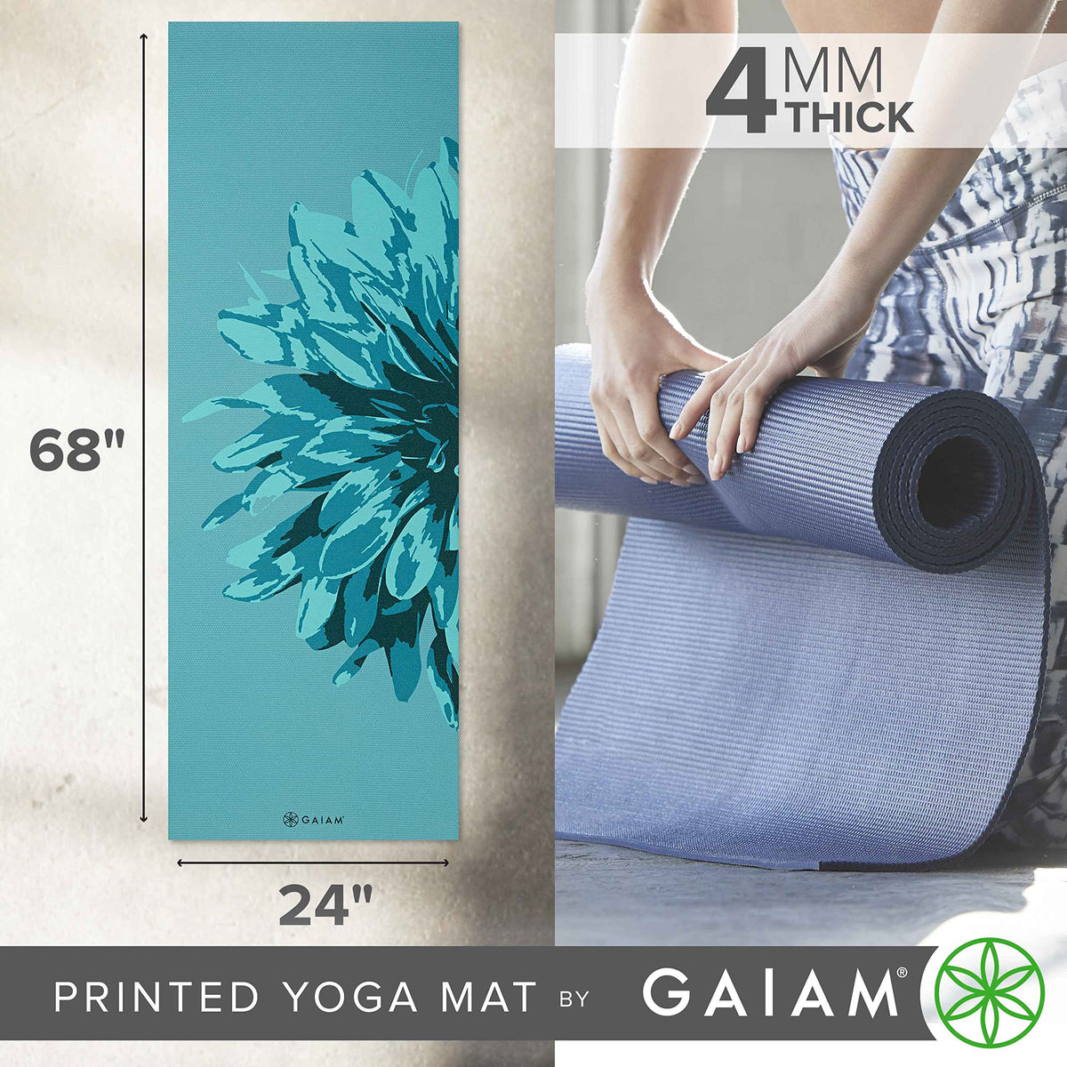 Yoga Mat Classic Print, 4mm Non-Slip Mat (Vibrant Flourish)