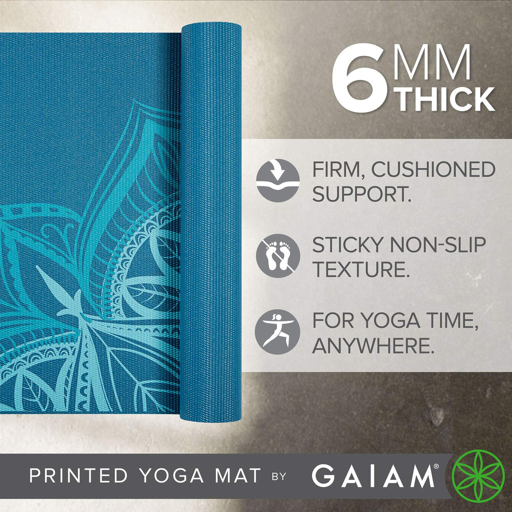 Premium Yoga Mat, 6mm Thick Print Mat (Indigo Point)