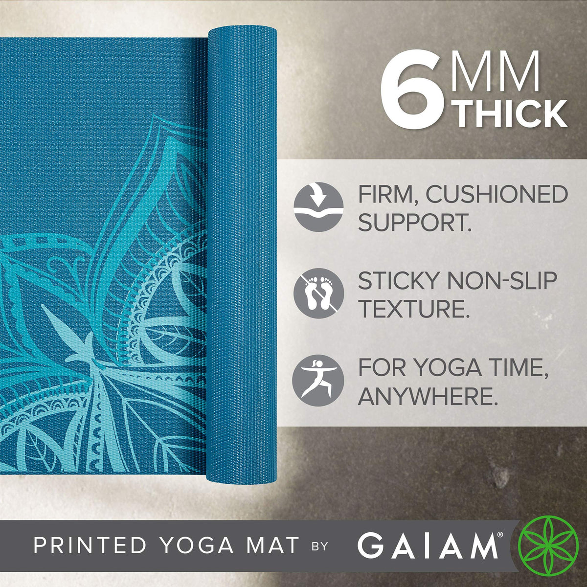 Premium Yoga Mat, 6mm Thick Print Mat (Indigo Point)