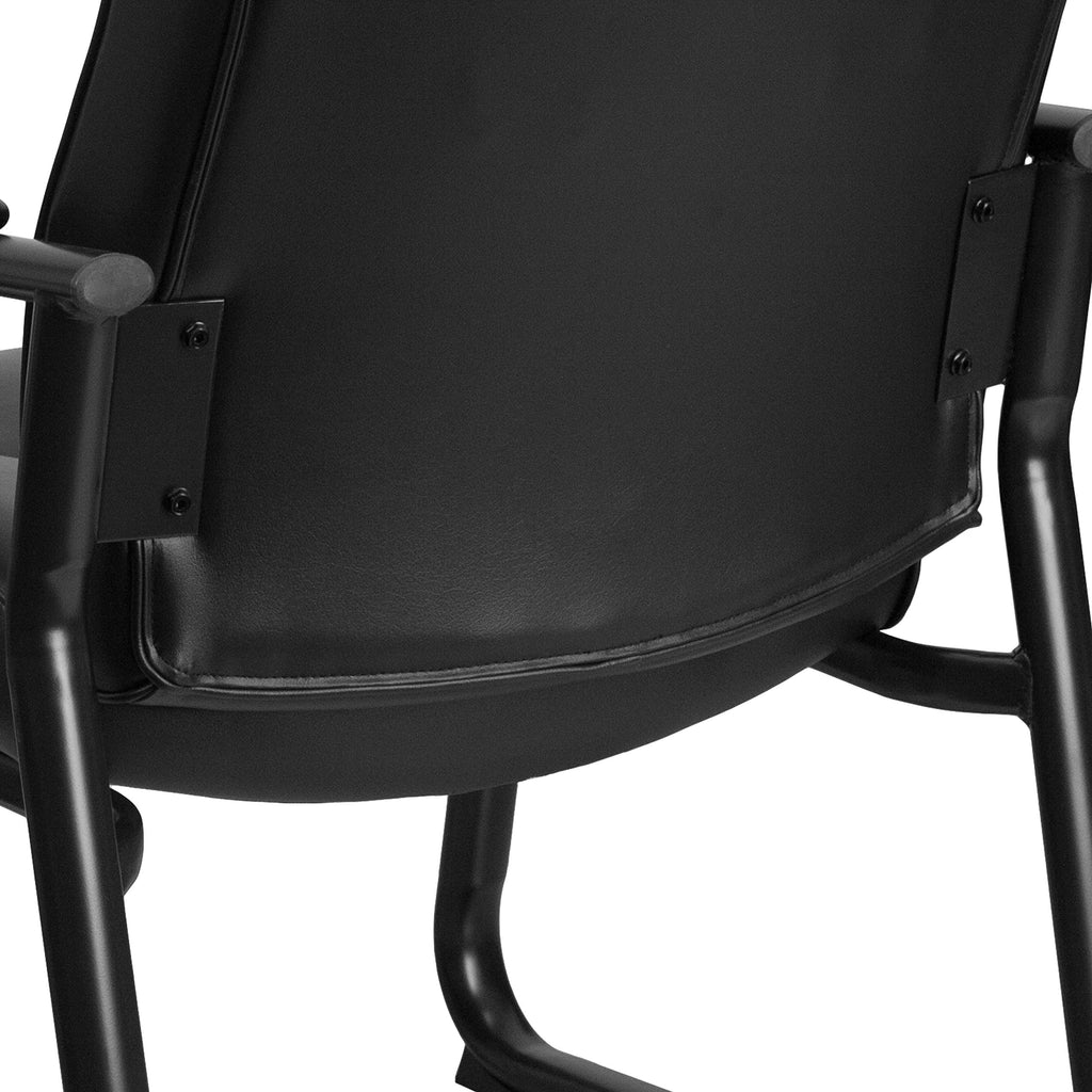 Hercules Series Big & Tall Leather Soft Executive Side Reception Chair, Padded Lobby Chair with 500-lb. Static Weight Capacity, Black