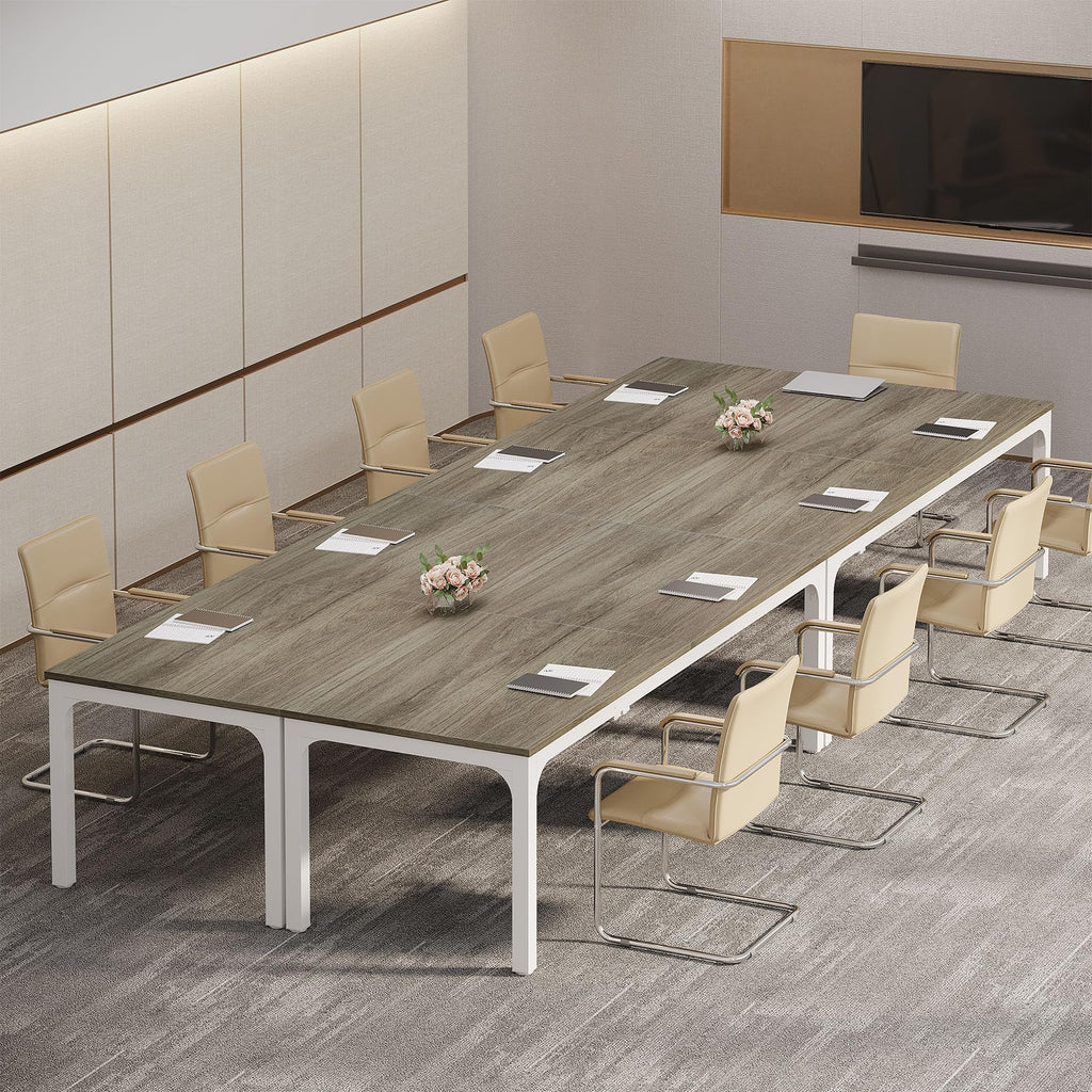 6.5 FT Conference Room Table, 78.74" W x 27.56" D Large Office Conference Table, Modern Seminar Meeting Table Desk for Boardroom, Meeting Room (4, Gray)