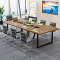 8FT Conference Table, 94.49 L x 47.24 W x 29.53 H Inches Large Meeting Podcast Table for 10 People, Business Style Wooden Training Table with Strong Metal Frame for Office Conference