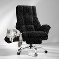 Big and Tall Office Chair, Flip Armrests for Pets & Cross Legged Sitting, Executive Ergonomic Computer Gaming Chair with Foot Rest, Gliter Fabric Wide Seat Reclining Desk Chair