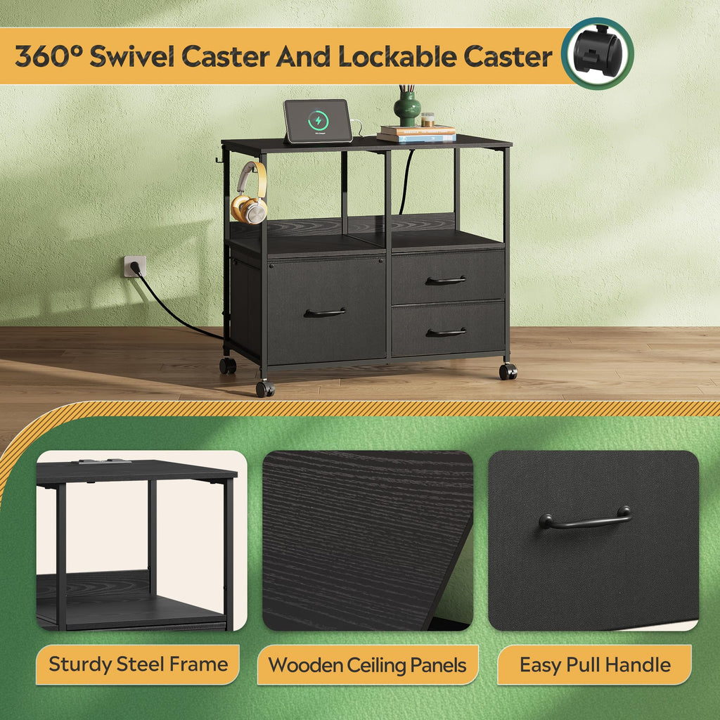 3 Drawer Mobile File Cabinet with Storage Shelf